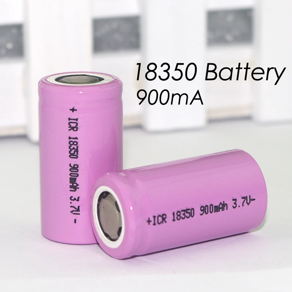 2 pcs. ICR 18350 lithium battery 900 mAh battery 3.7 V cylindrical lamp power electronic cigarette