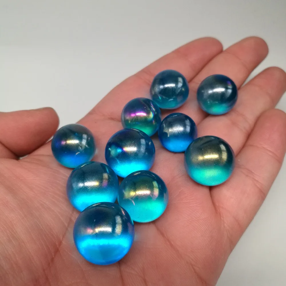 

blue rainbow aura quartz crystal ball rieki healing 10pcs