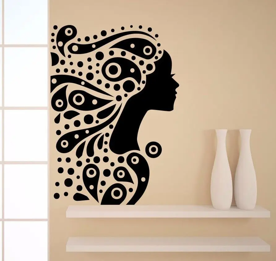 Wall Stickr Bedroom Romantic Girl Silhouette Decal Beauty Hair Spa Salon Decor Vinyl Art Adesivo De Parede Home Decoration LA097