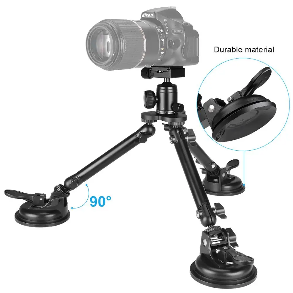 Triple Vacuum Suction Cup Heavy Duty Camera Holder Mount for Canon 5D Mark IV 1Ds Mark II Nikon D810 D700 D5 DSLR Camera Filming