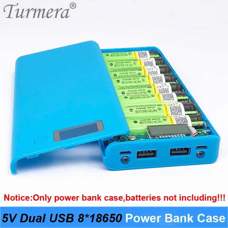 5V Dual USB 8*18650 Power Bank แบตเตอรี่กล่องชาร์จโทรศัพท์มือถือ DIY กรณีเชลล์แนะนํา NCR18650B HG2 18650 แบตเตอรี่ DIY