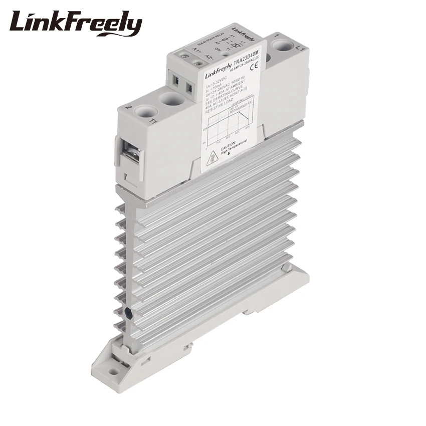 

TRA23D40M Integrated Heat Sink SSR Solid State Relay Din Rail 40A DC AC 3V 5V 12V 24V 32VDC Input 24-480VAC Ouput Trigger Relay