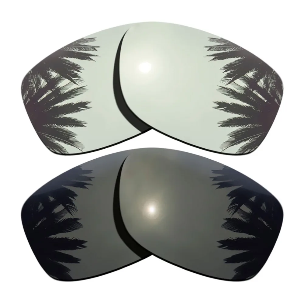 

(Silver Mirrored Coating+Black) 2-Pairs Polarized Replacement Lenses for Jupiter Squared 100% UVA & UVB Protection