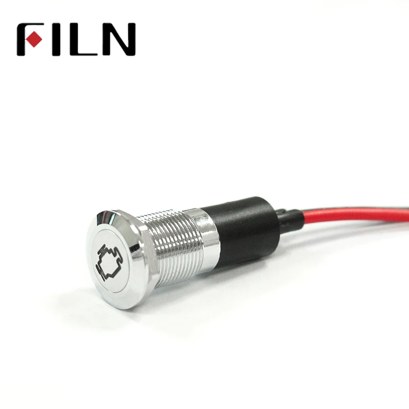 FILN FL1M-14FW-C 14mm led สีแดงสีเหลืองสีเขียวสีเขียวรถ applicance สัญลักษณ์ 12 v led ไฟ 20 ซม.