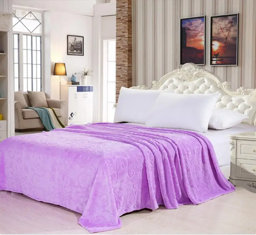 Super Soft Coral Fleece Blanket On The Bed Warm Baby Blanket bed sheet Spring/Autumn Embossed Sofa/TV Throw blankets 180x200cm