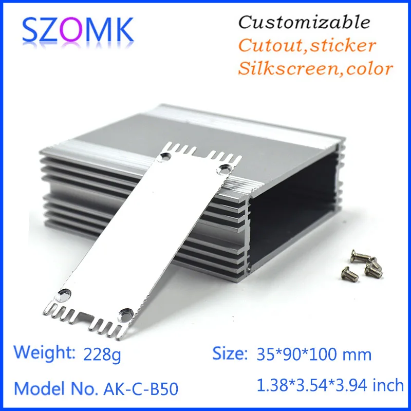 

4Pcs 35*90*100mm szomk aluminum amplifier enclosure pcb project enclosure equipment case extruded aluminium housing diy box