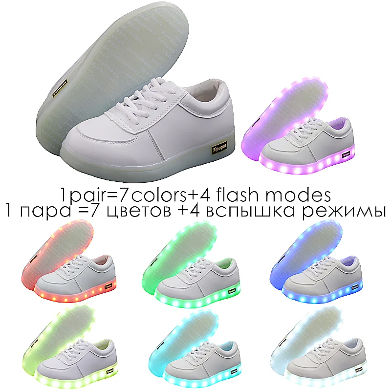 7ipupas Kids Shoes With Light Boys Led Sneakers Spring Autumn White Lighted Fashion Girls luminous Shoes glowing Children Shoes