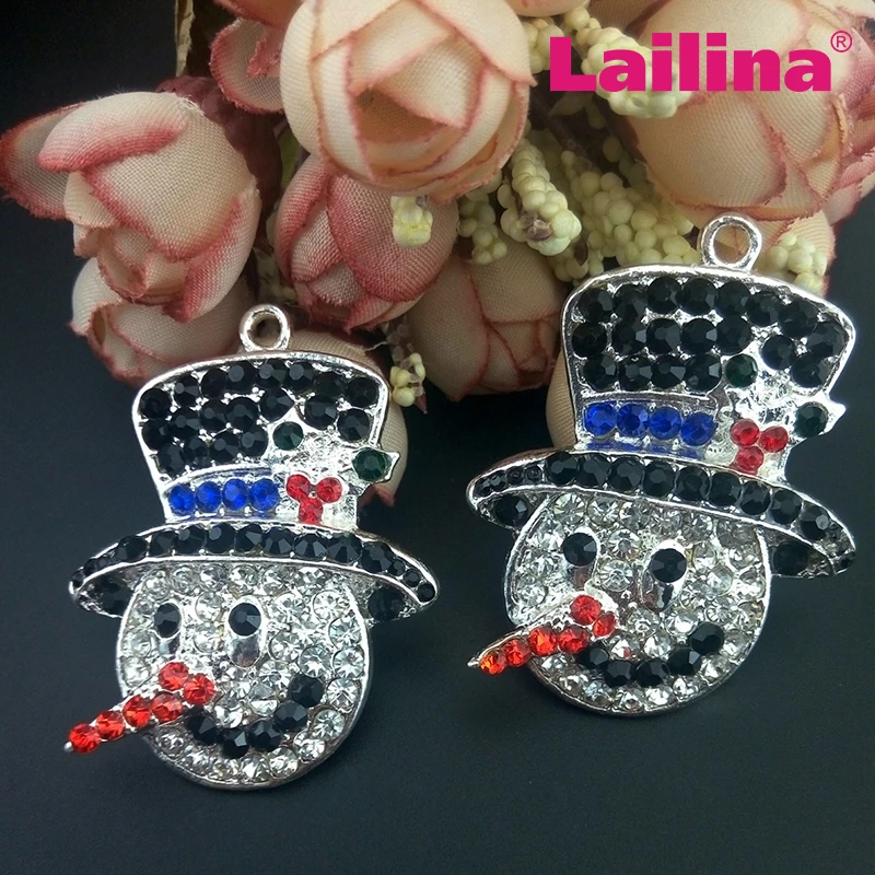 Customized Crystal Rhinestone Snowman Pendant Christmas DIY Pendant Charm