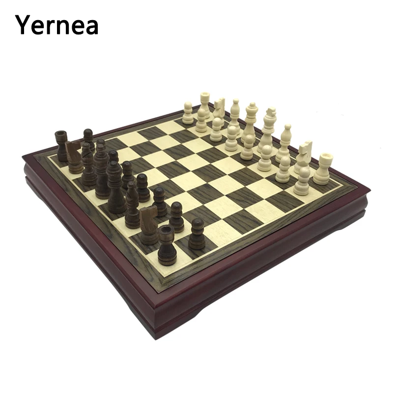 

Yernea High-quality Wood Chess Game Set Solid Wood Chess Pieces International Chess Coffee Table Wooden Chessboard 28*28cm