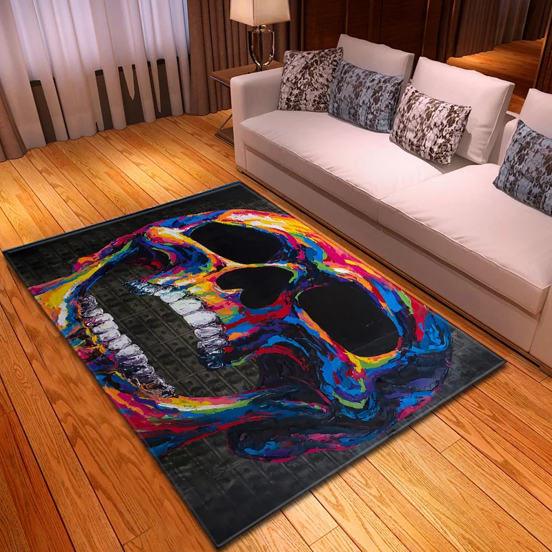 

Flannel Skull 3D Printed Carpets for Living Room Bedroom Area Rugs Modern Outdoor Floor Mat Home Parlor Large size Soft Carpet