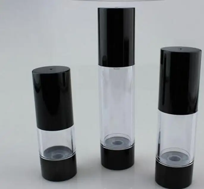 100pcs/Lot 50MLClassic Black Vacuum Airless Pump Bottle Cosmetic Essence Oil Lotion packing Refillable Bottle lin3447