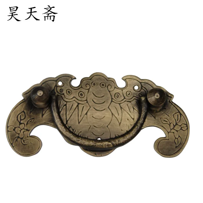 

[Haotian vegetarian] Chinese antique furniture copper fittings copper bat handle drawer handle HTD-120 three