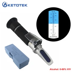 Portable Alcohol Detector Refractometer 0-80% V/V Liquor Alcohol Content Meter Tester