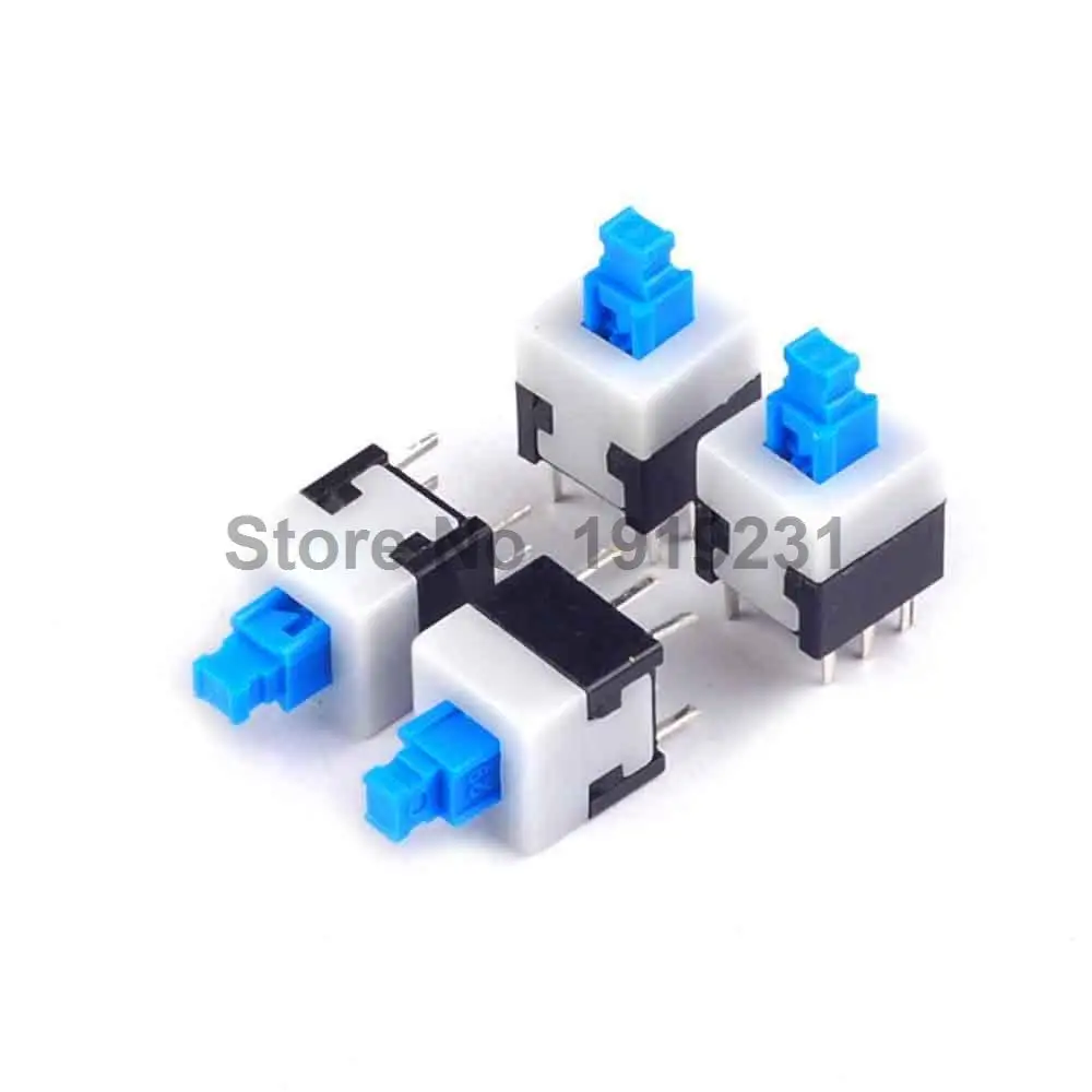 50PCS 8*8mm Self Locking Switch 8mm x 8mm Miniature Self-locking Switch Push Rectangle Button 6Pin