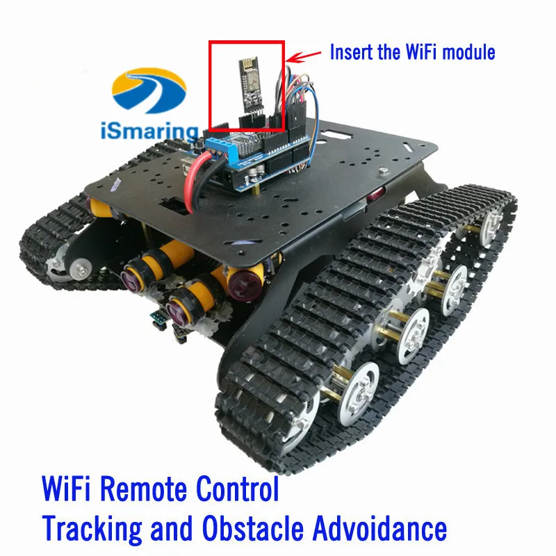 TSD300 Arduino Bluetooth/WiFi Control Crawler Tank Car Chassis with Tracking and Obstacle Avoidance RC Remote