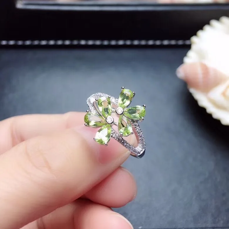 Peridot Cincin Wanita Cincin Natural Peridot Cincin 925 Sterling Silver Grosir Perhiasan Batu Permata