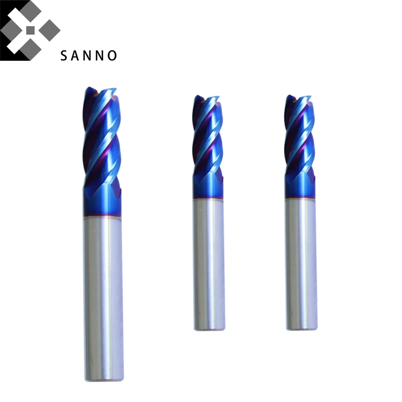 2pcs Tungsten steel flat headmilling cutter HRC63 nano blue coating 4 flutes / 2 flutes milling cutter D1mm-D6mm end mills tools