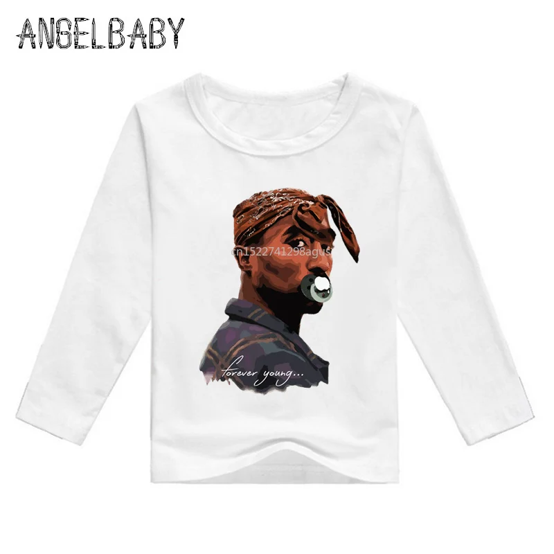 Baby Boys/Girls Tupac 2pac Hip Hop Swag Printed Clothes Children Long Sleeve Tops Kids Fashion Cool T shirt,LKP287