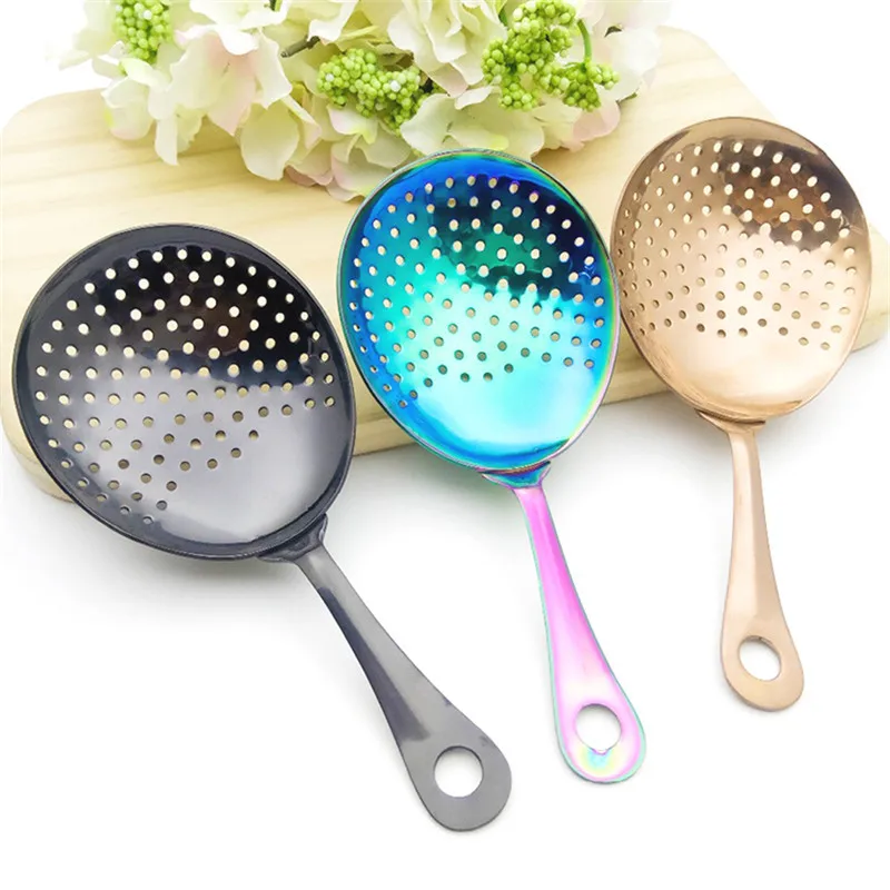 Colander Spoon Cucharas Filter Strainer Draining Spoon Stainless Steel Filter Oversize Round Head Scoop Cocktail Vintage Kitchen