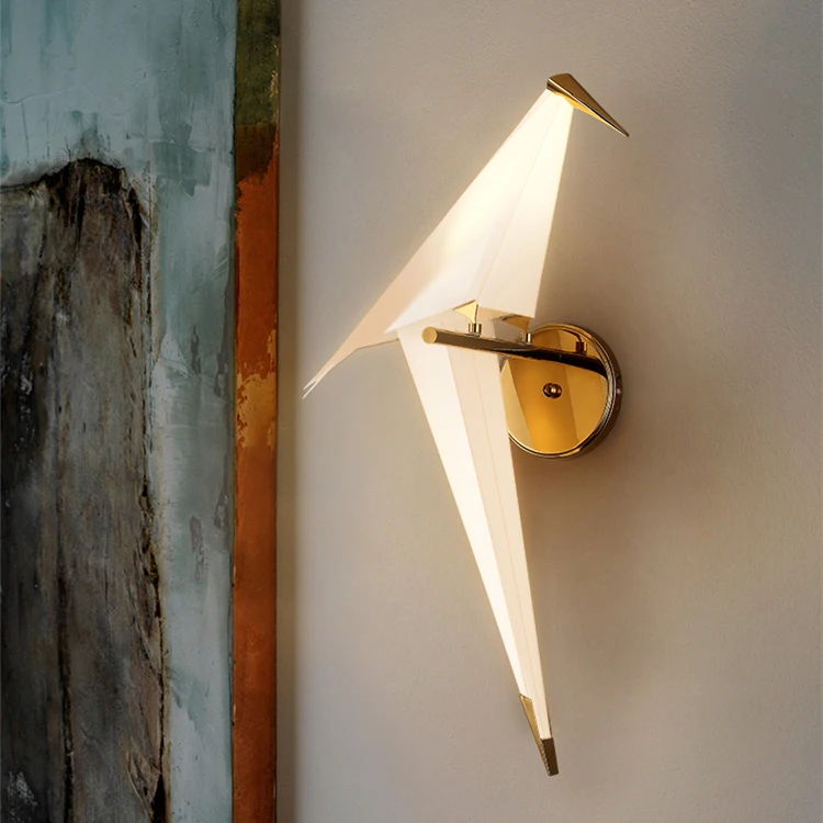 Modern wall light bird acrylic origami creative design minimalist wall light bedside hotel lounge wall lights for living room