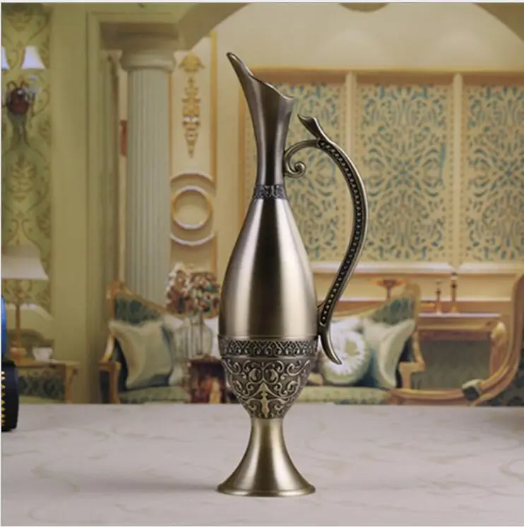 

Europe H23CM bronze color vintage vase home decoration metal vases alloy metal flower vase for home decoration flower vasesHP008