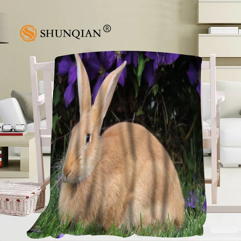 Custom Rabbit Flannel Falafel Fabric 56x80inch 50X60inch 40X50inch Sofa Bed Throw Blanket Kid Adult Warm Blanket