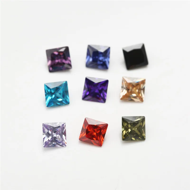 1pcs Per Color Total 15pcs Square Shape Loose Cubic Zirconia Stone Mix 15 Colours CZ Synthetic Gemstone for Jewelry Making