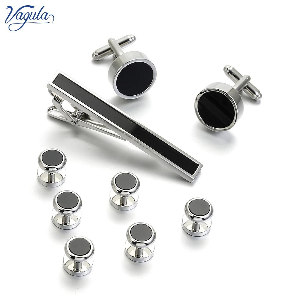 

VAGULA Tie Bar Cufflink Collar Stud 9 Pcs Set Spinki Tuxedo Tie Pin Clip Gemelos Cuff Links Men Jewelry Wedding Gift 102