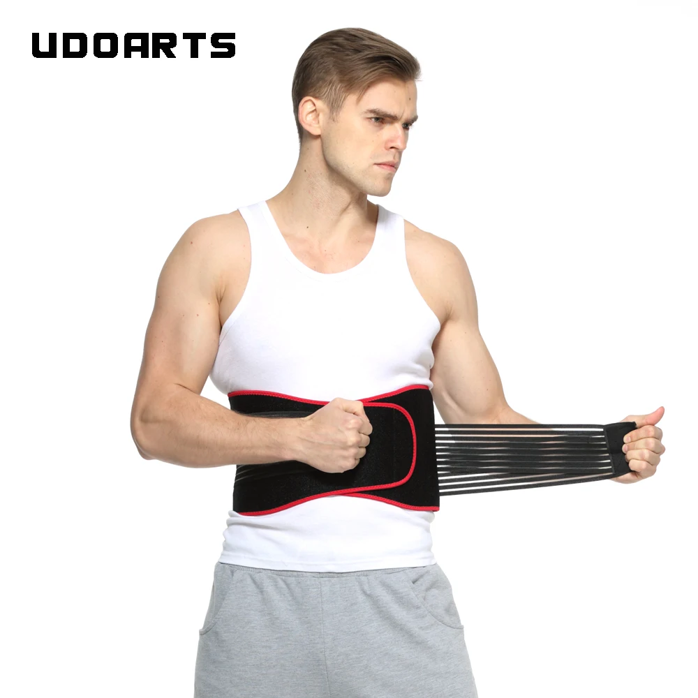 Udoarts Adjustable Back Support Belt With 10 Removable Steel Splints And Dual Straps