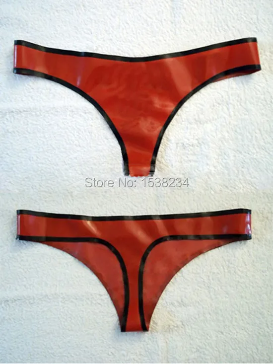 

Latex Breifs With Trims Red and Black Women Red Thongs Lingerie Underwear G-strings Fetish