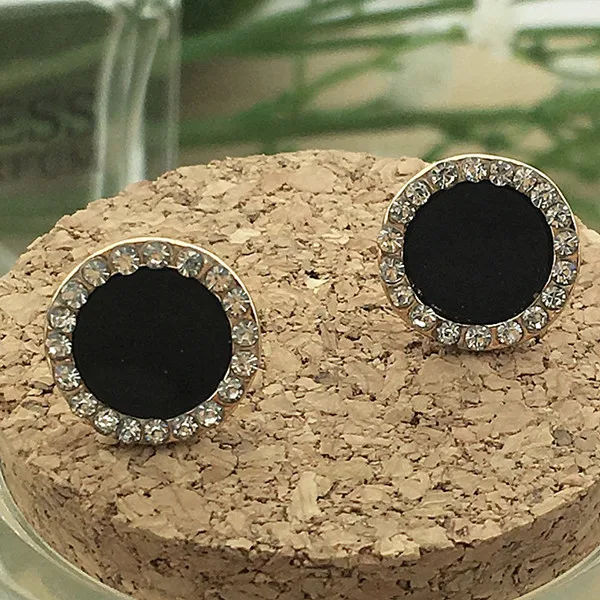 2017 New Fashion Hot High-end Temperament Black Round Rhinestones Earrings Women\'s Jewelry Wholesale And Retail Brincos Licorne