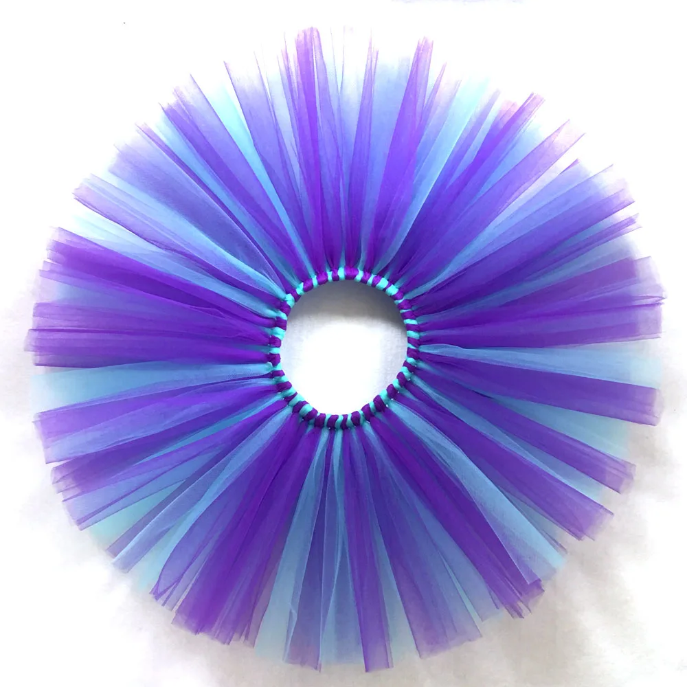 Purple/Aqua Fluffy Tutu Skirt for Girls Baby 1st Birthday Party Tulle Tutus Kids Halloween Dance Costume Newborn-12Y Photo Props