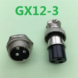 1pcs GX12 3 Pin Male & Female 12mm Wire Panel Connector Aviation Plug L89 GX12 Circular Connector Socket Plug