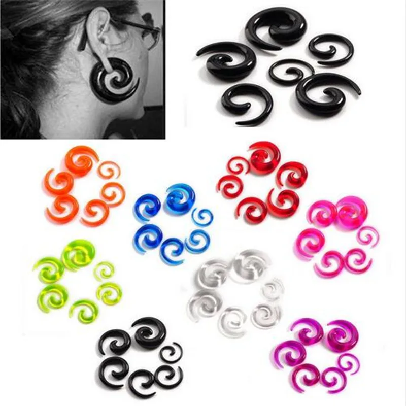 12Pcs/set Acrylic Spiral Ear Stretching Tapers Body Jewelry Mix Lots 2-8mm Acrylic Ear Tapers Fake Ear Expander Plug Tunnel Kit