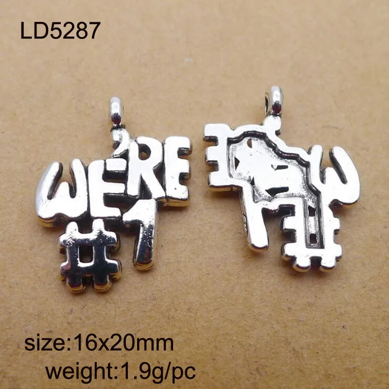 25pcs 16x20mm Antique Silver Alloy We Are No.1 Letter Charm Pendant Jewelry Findings Accessories