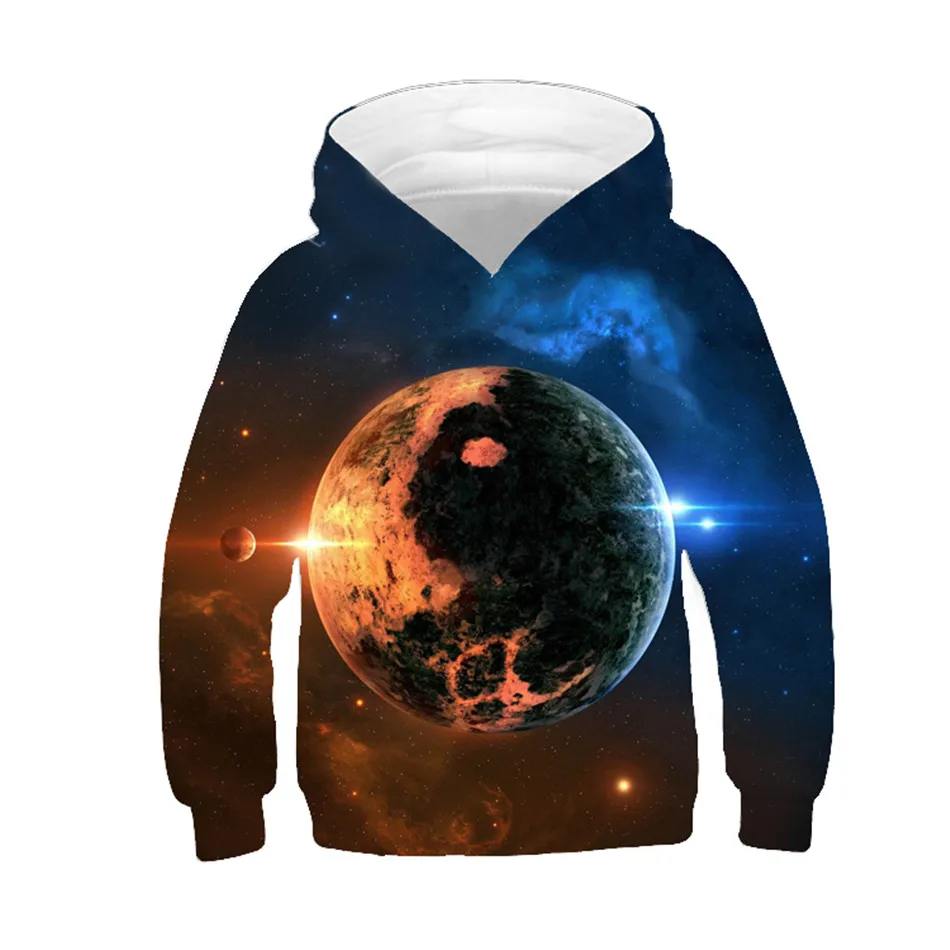 Children Yin Yang Gossip Colorful Space Galaxy Star Funny Design Sweatshirt Boys Girl Hooded 3D Hoodies Kids Fashion Pullover