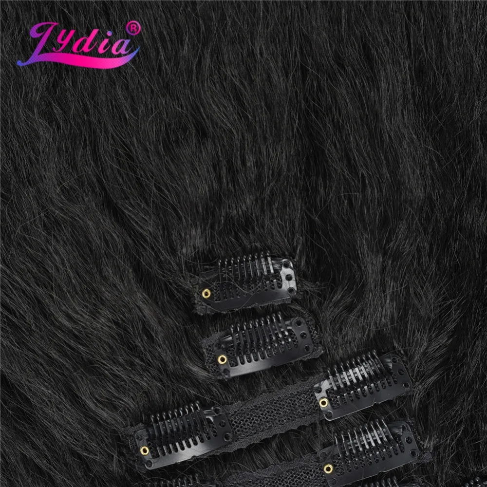 Lydia 8Pcs/set 18 Clips In Hair Hairpieces 6 Inch kInky Curly Synthetic Heat Resistant Hair Extensions All Color Available