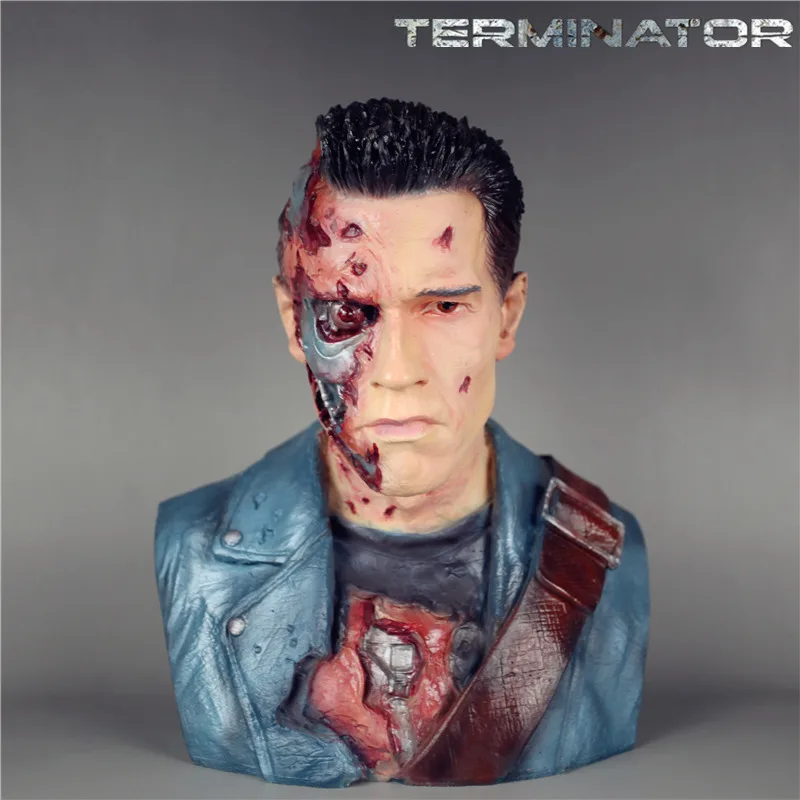 

High Quality 1/2 Scale Terminator T800 Battle Damage version Arnold bust statue Color Painted Resin Statue