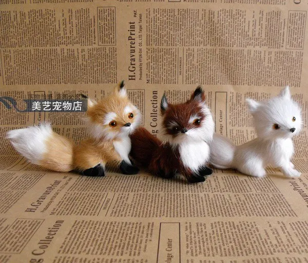 

3 pieces a lot cute simulation fox toys handicraft lifelike lovely fox baby dolls gift about 13x5x11cm