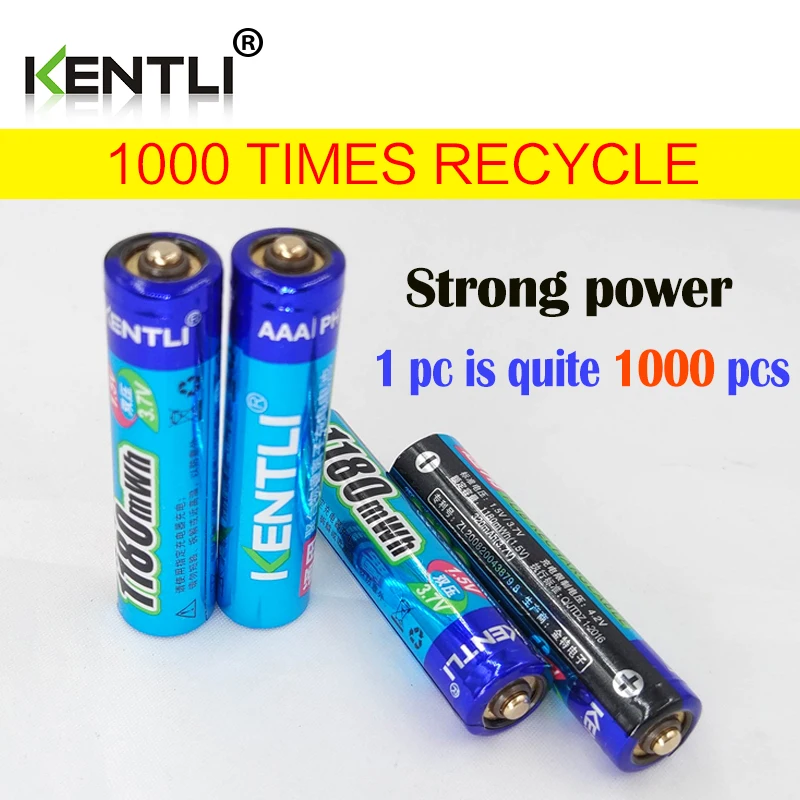 KENTLI 8pcs no memory effect 1.5v 1180mWh AAA polymer lithium li-ion rechargeable batteries aaa battery