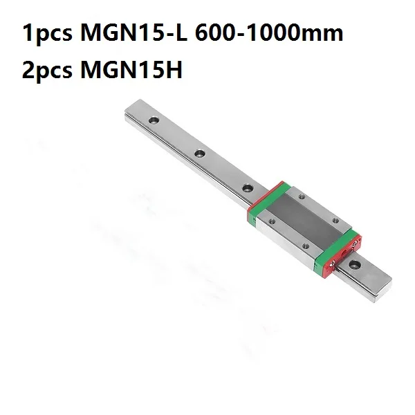 1pcs 100% Original HIWIN linear guide/rail MGN15 -L 600mm/700mm/800mm/900mm/1000mm+2pcs MGN15H Mini blocks for CNC parts MGNR15