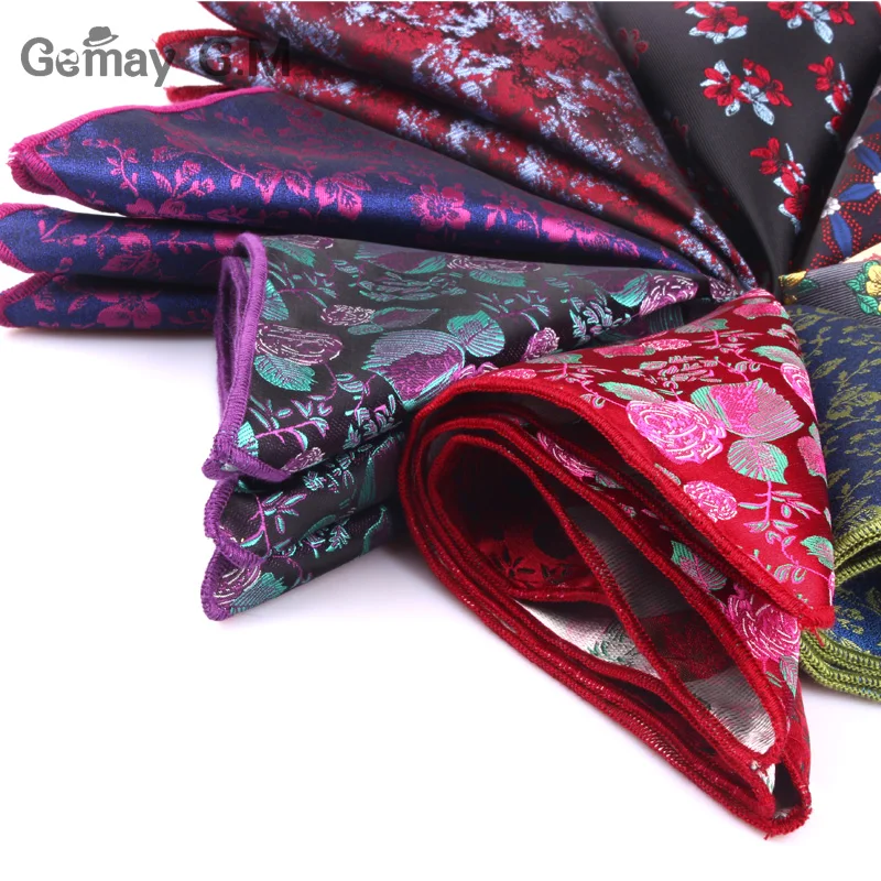 Men Handkerchief Floral Jacquard Pocket Square For Gift Wedding Vintage Hankies for Pocket Towel Suits Chest Towel 25 x 25 cm