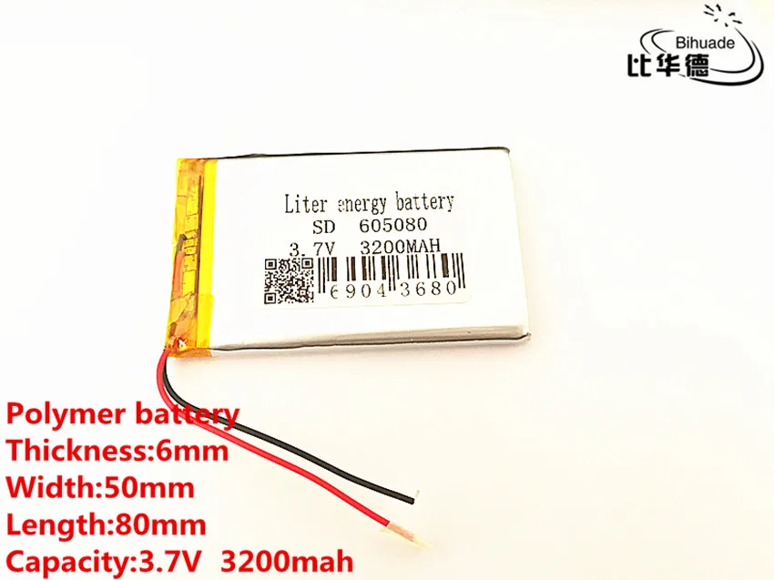 10 pz/lotto 3.7 V 3200 mAh ai polimeri di 605080 PLIB agli ioni di litio/Li-Ion batteria per Tutti I tipi di prodotti elettronici sono universali