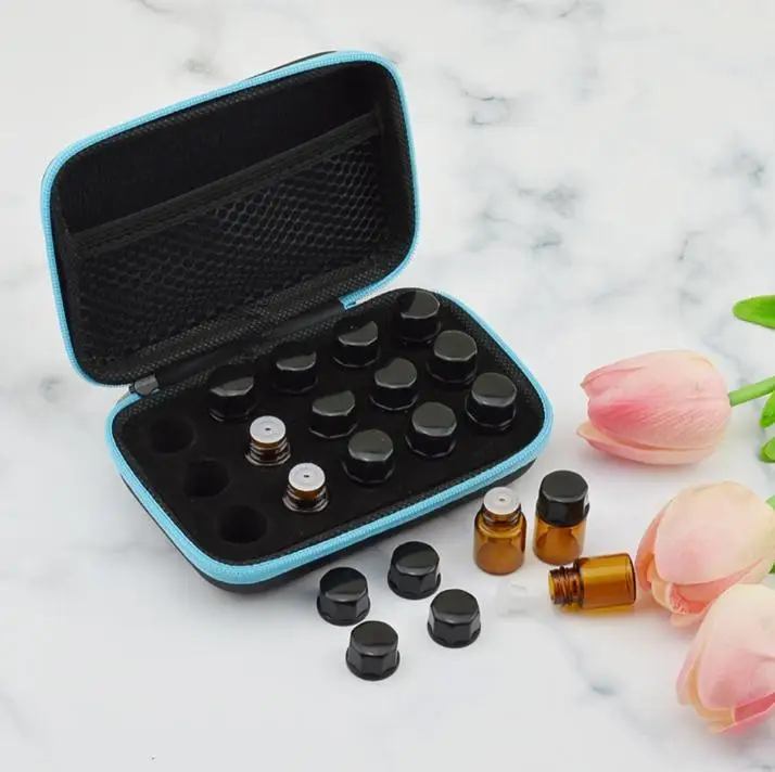 

50pcs 15 Compartment Essential Oil Bottle Case Protects For 1ml 2ml 3ml Rollers Essential Oils Bag Travel Carrying StorageSN1806