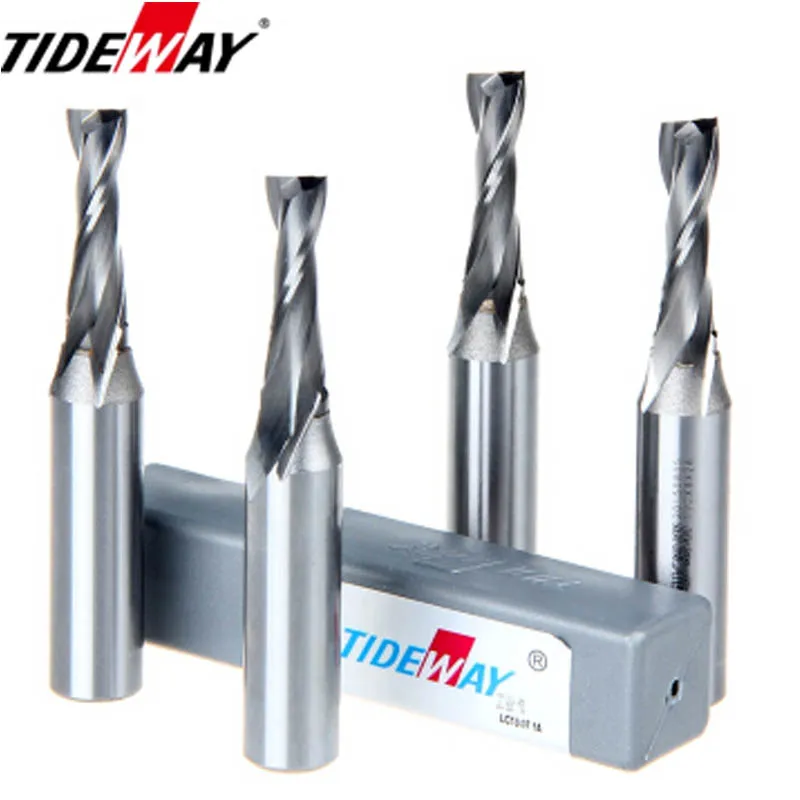 Tideway 1pcs TCT 2 Flutes Spiral Milling Cutter Metric End Mill Woodworking Slot Grooving Trimming Engraving Router Bits