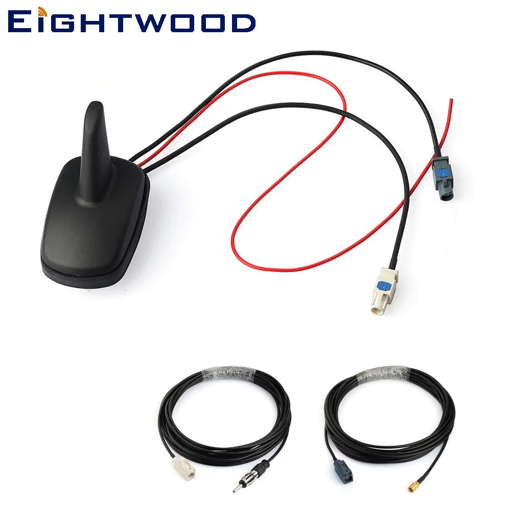 

Eightwood Car DAB+FM Radio Stereo Amplified Aerial Roof Mount Shark Fin SMB Antenna Replacement Cable for Pioneer Sony DAB Kit