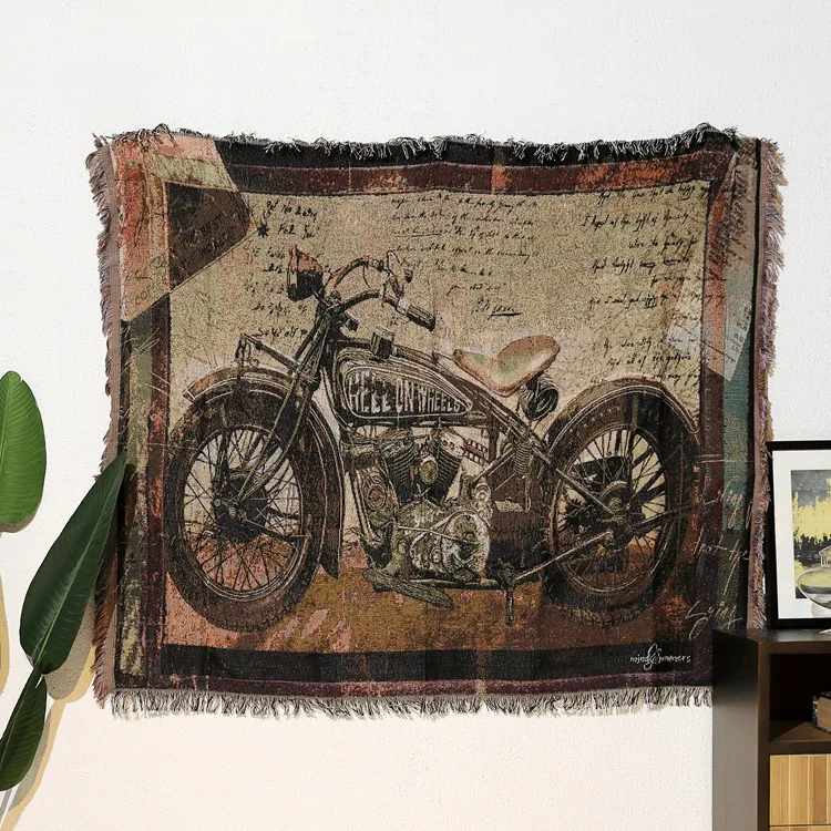 Shabby chic Vintage blanket double sided cotton knitting wall tapestry sofa towel bed cover felts carpet farmhouse decor