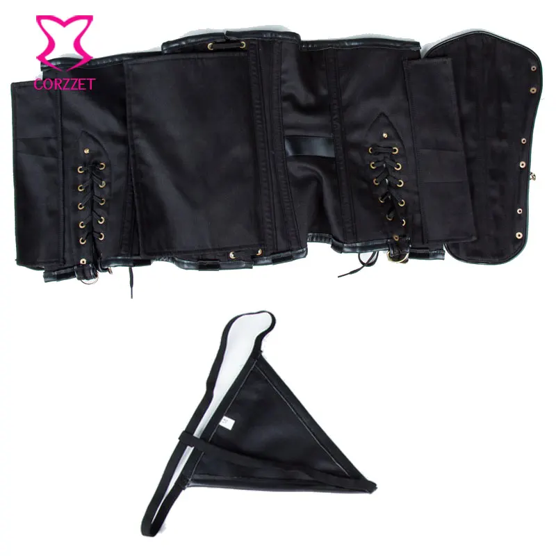 Vintage Nero Brocade Steampunk Corsetto Abbigliamento Gothic Acciaio Ha Disossato Underbust Corsetti E Bustini Punk Korsett Per Le Donne Sexy