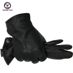 Winter man herten huid lederen handschoenen mannelijke warme zachte mannen Arm mouw zwart mannen mittens imiteren konijnenbont 70% wol lining-04