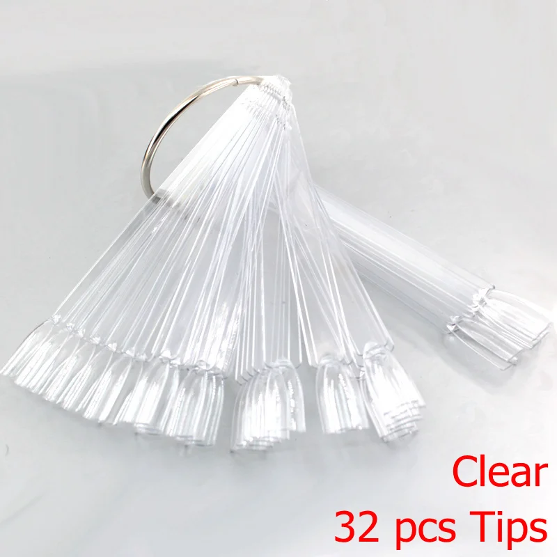 Falsche Nagelspitzen-Fan Nature Clear Black 12/24/32/50 Stück/Set Finger Full Card Nail Art Display Übungspolitur alles für Maniküre